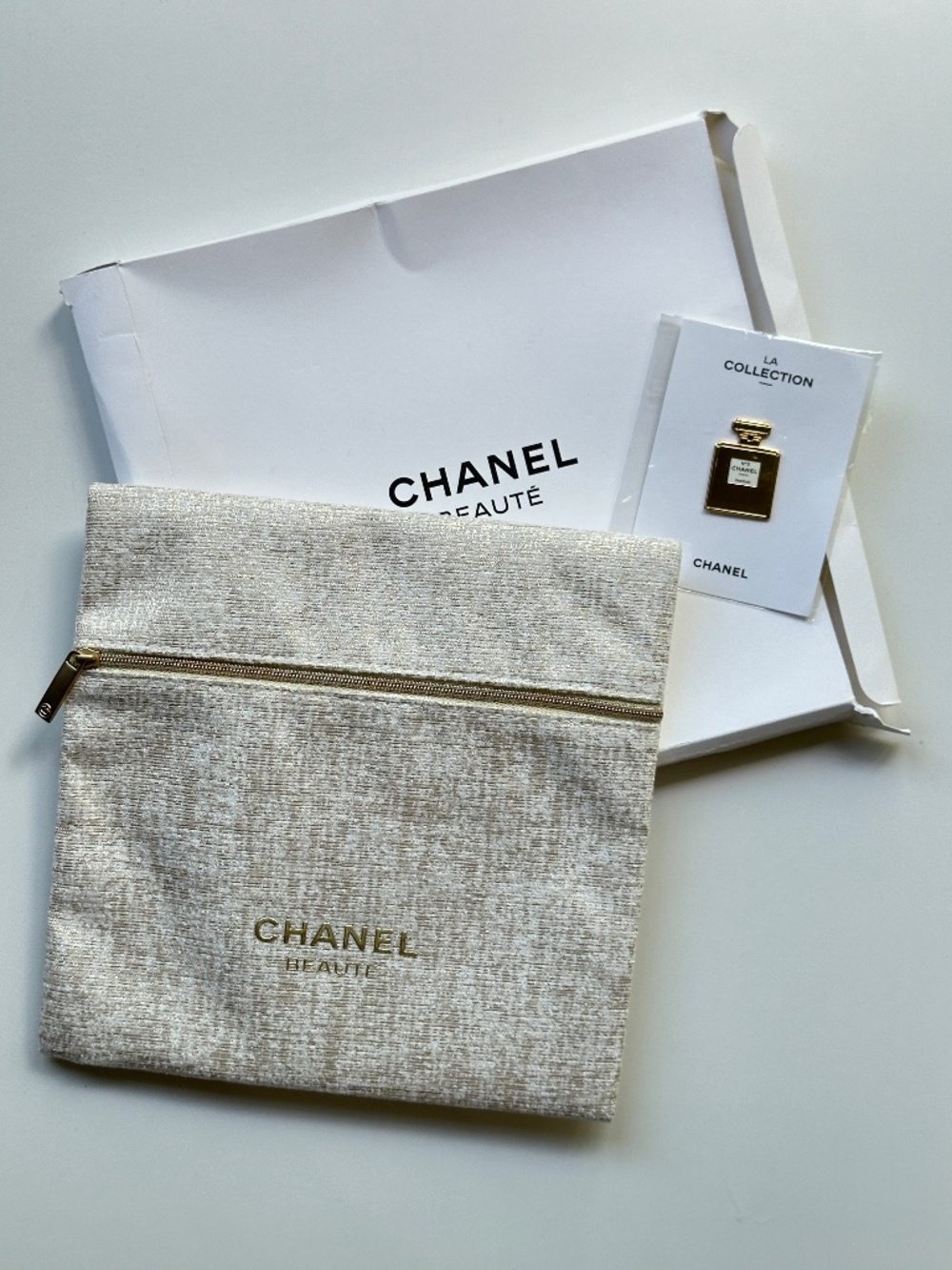 CHANEL Beauty Travel Cosmetic Case Pouch and Pin